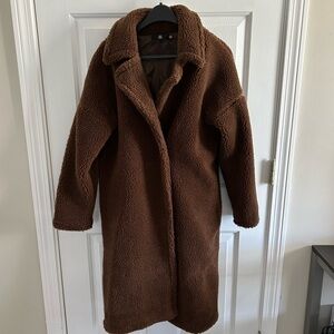 Misguided brown teddy coat